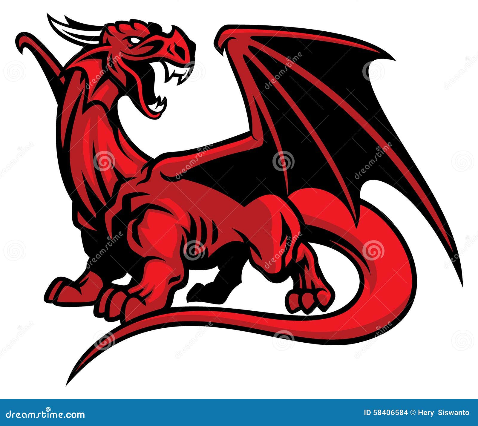 Red dragon mascot stock vector. Illustration of spooky 