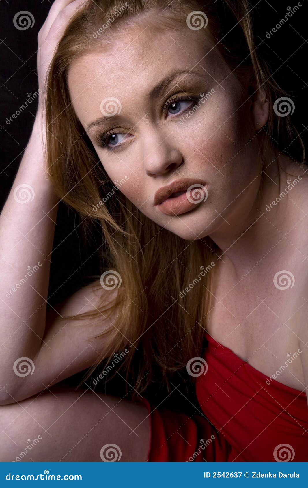 Red dress stock image. Image of beautiful, woman, eyes 2542637