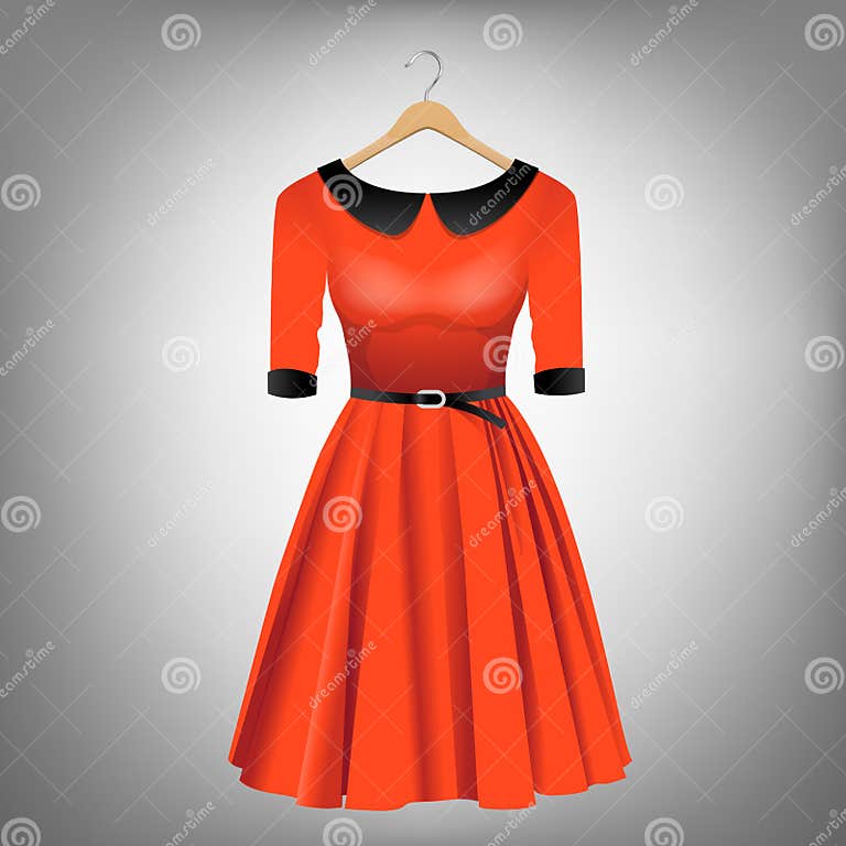 Red dress on hanger stock vector. Illustration of hanger - 104681445