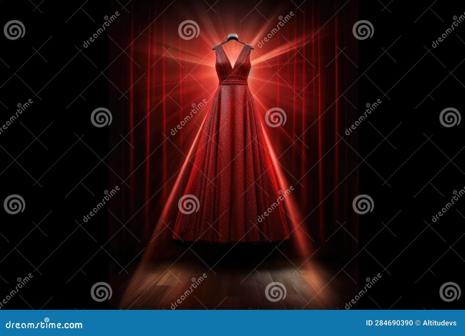 Red Dress with a Spotlight Shining on it Stock Photo Image of fashion