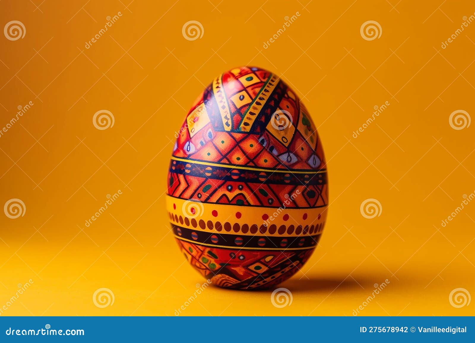 red easter egg decorated with traditional patterns