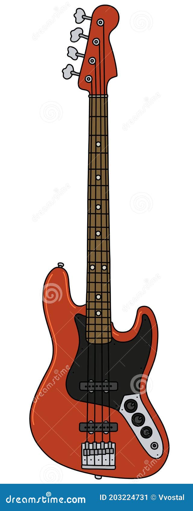 The Red Electric Bass Guitar Stock Vector Illustration of vector