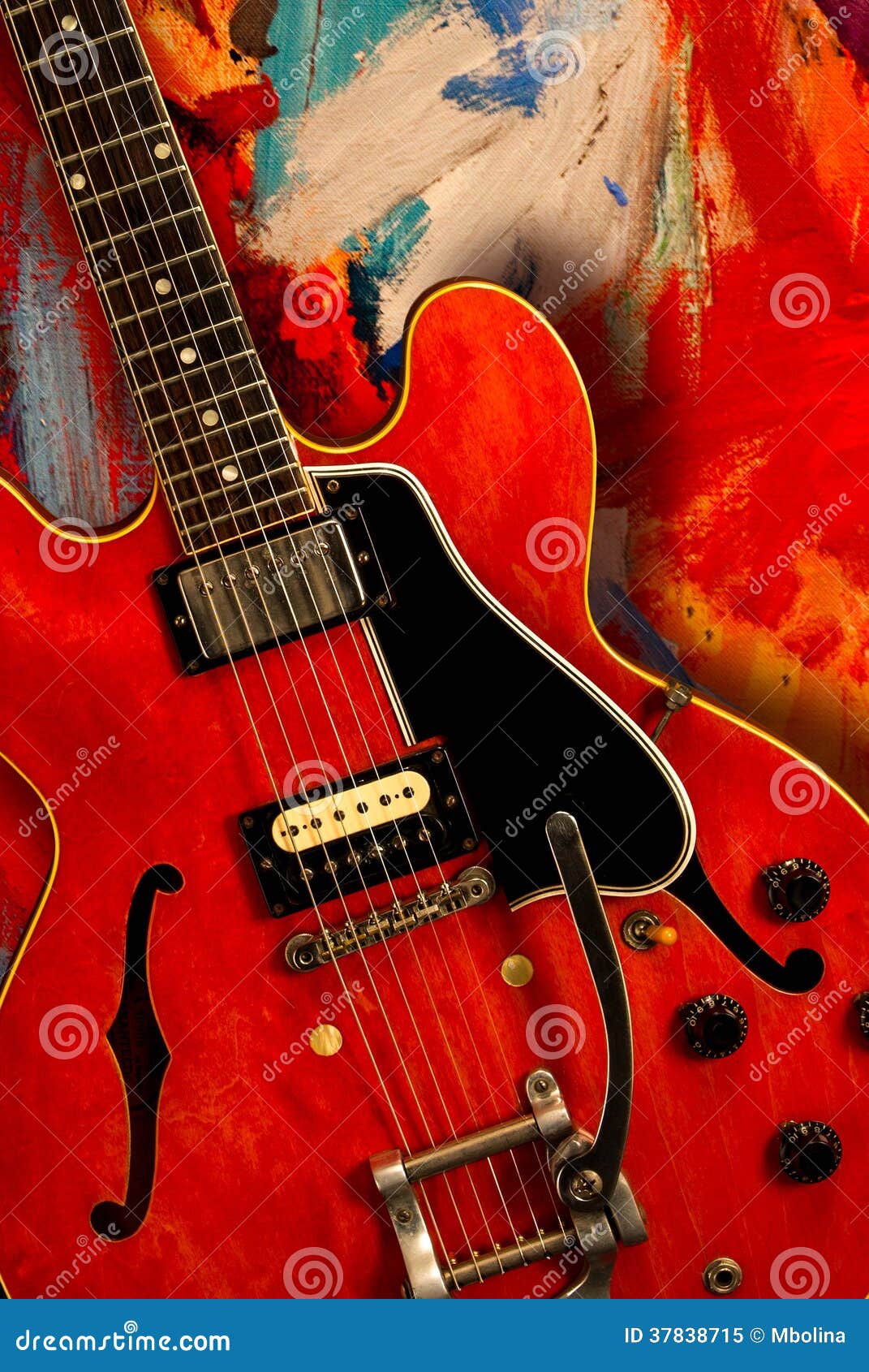 Red electric guitar stock image. Image of chord, electronic 37838715