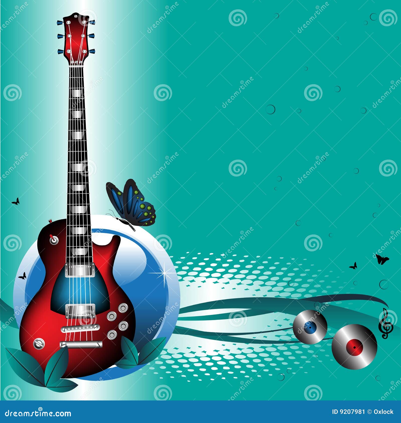 Red electric guitar stock vector. Illustration of background - 9207981
