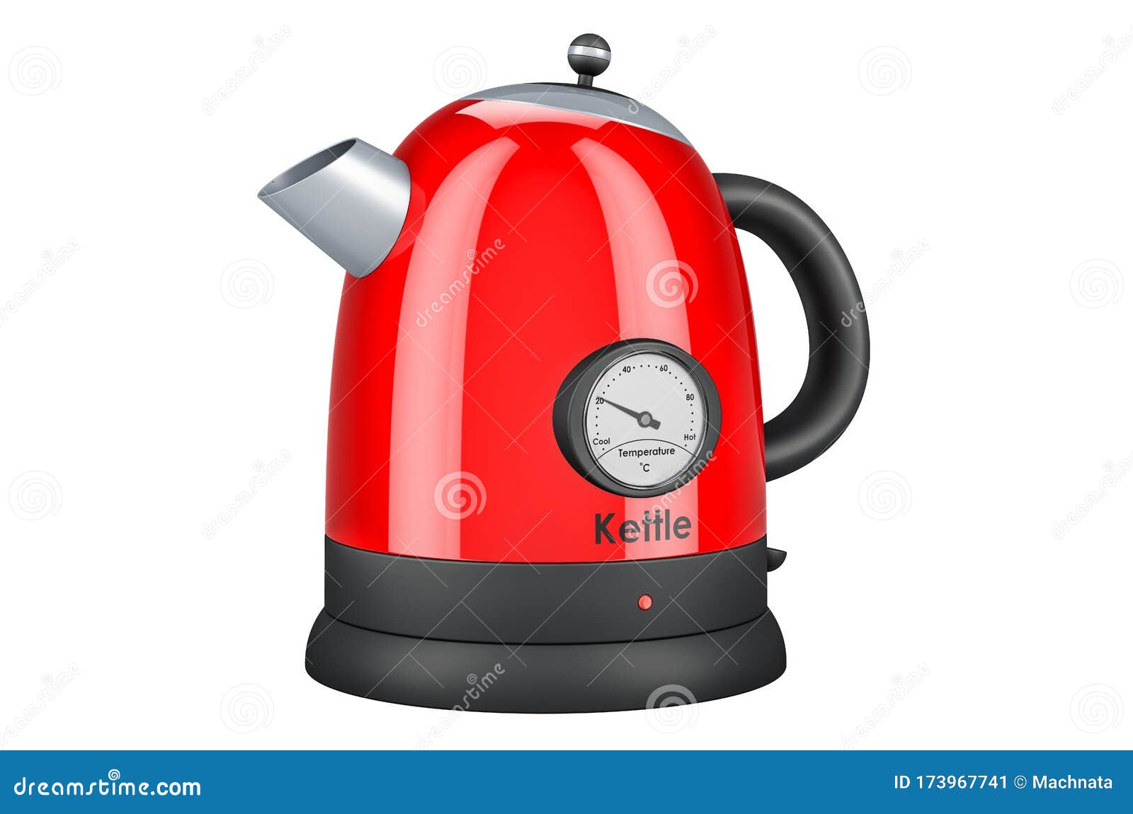 Red Electric Kettle with Temperature Control, Retro Design. 3D