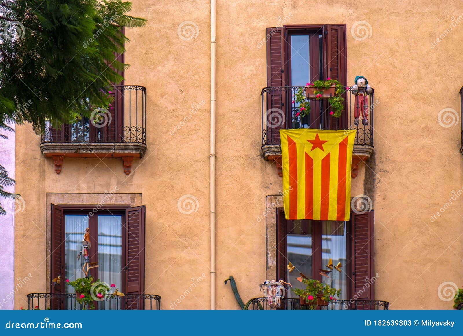 Red Estelada on a Balconette Stock Image - Image of banner