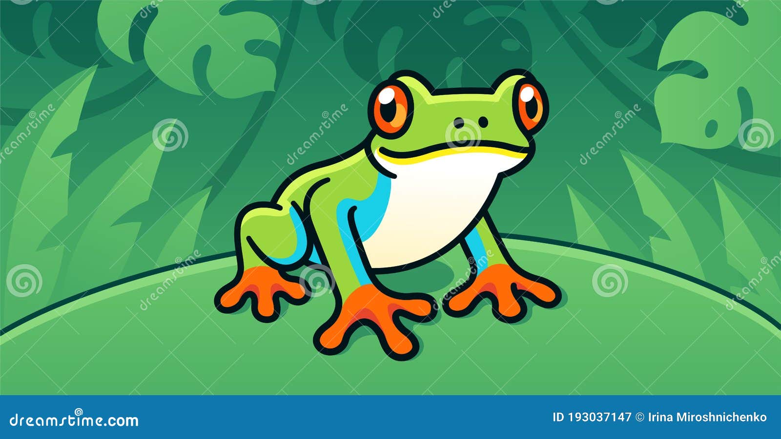 Red-Eyed Tree Frog Cartoon Vector | CartoonDealer.com #193037147