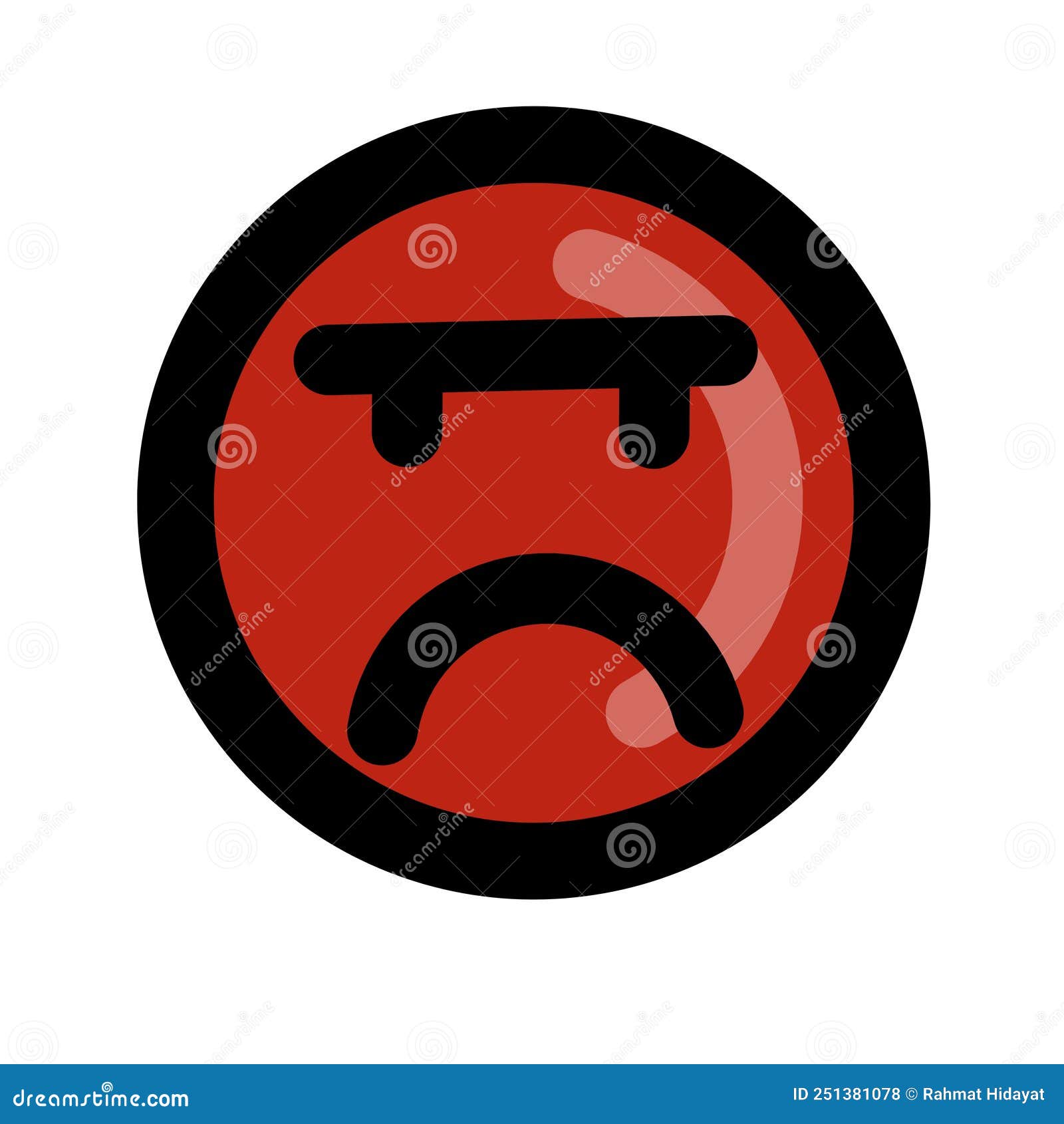 Red Face Emoticon with Sad Expression Stock Illustration Illustration of advertising, emoticon