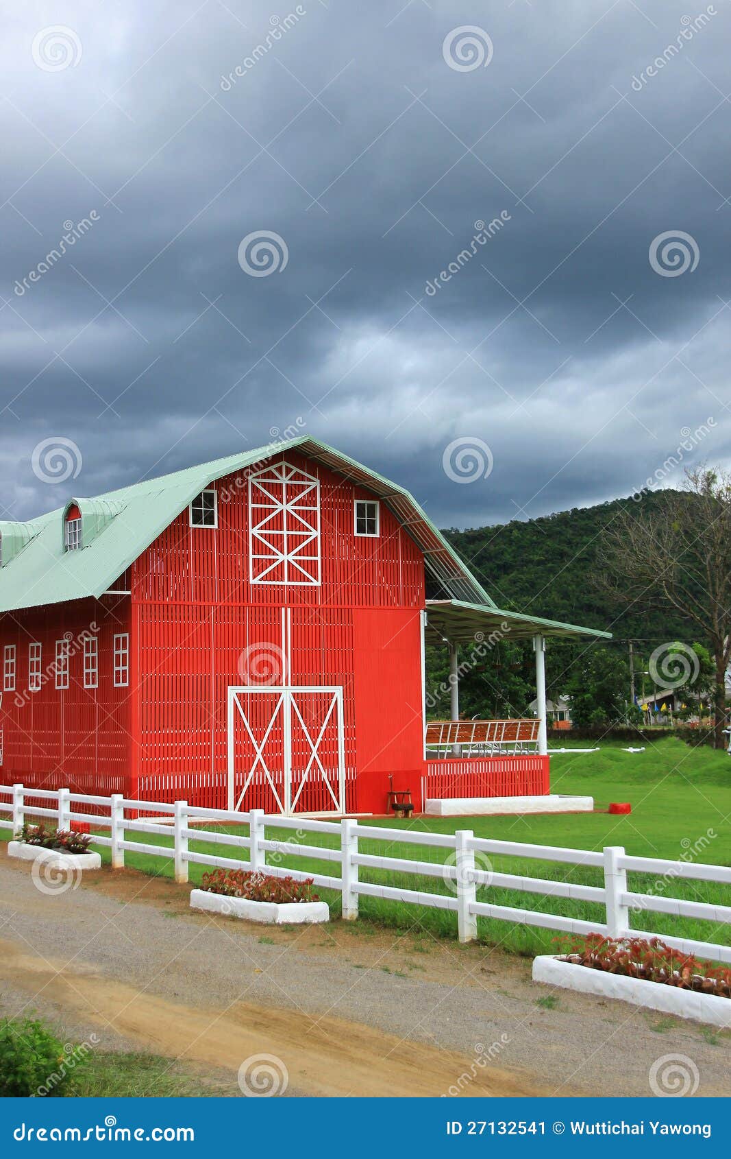 Red farmhouse  stock  image Image of grass scene farm  