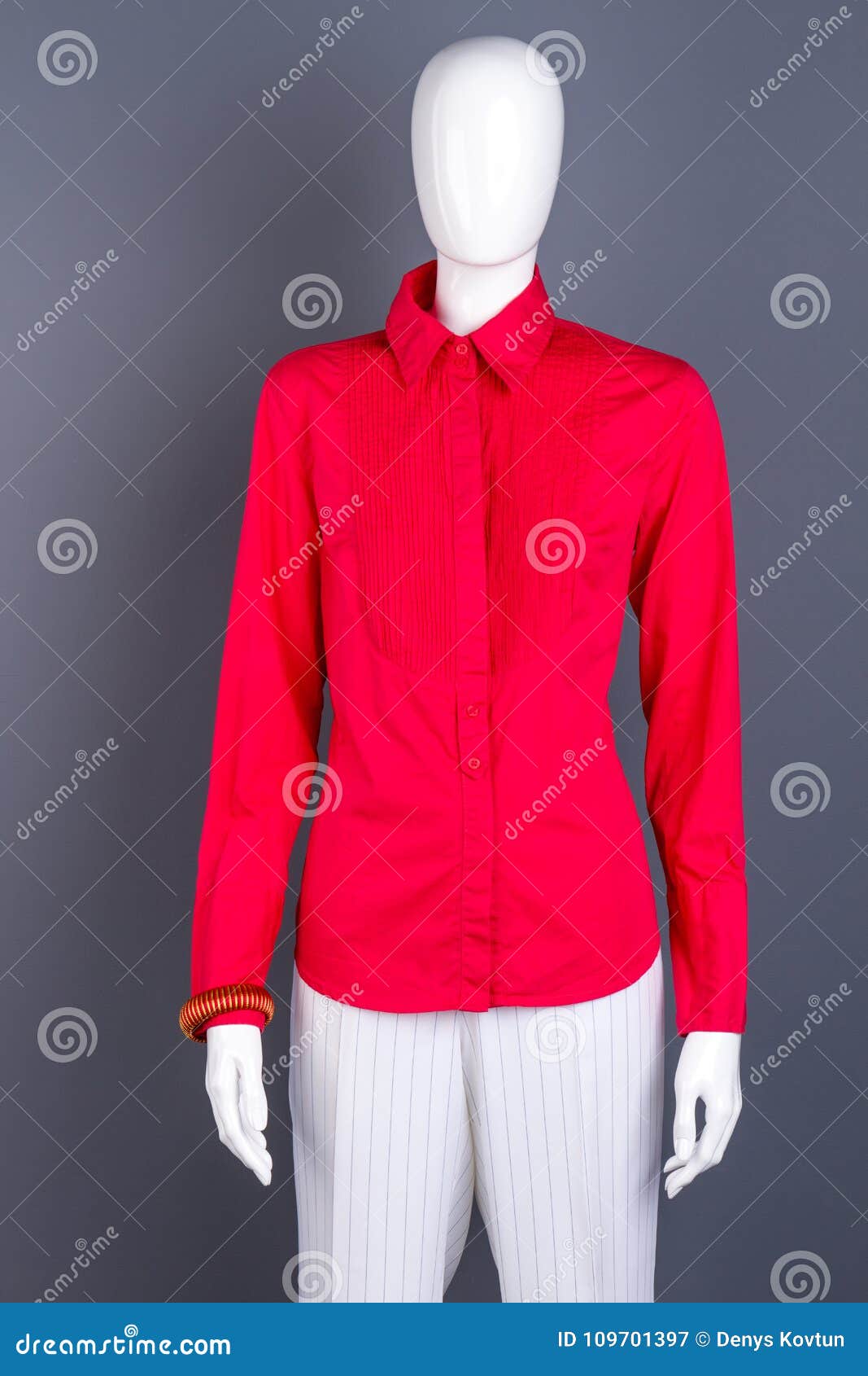 Red Fashionable Collar Blouse for Ladies. Stock Image - Image of ...