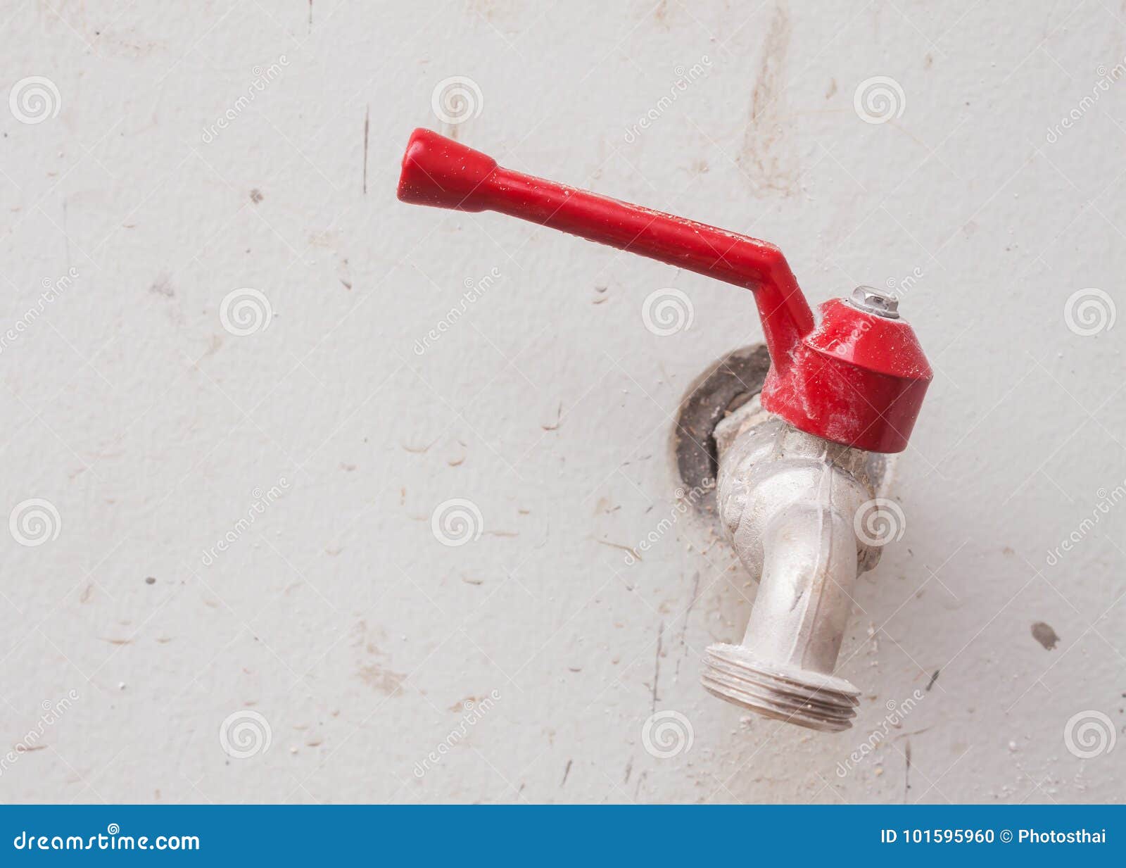 Faucet Water On Concrete Wall Outdoor Stock Photo Image Of