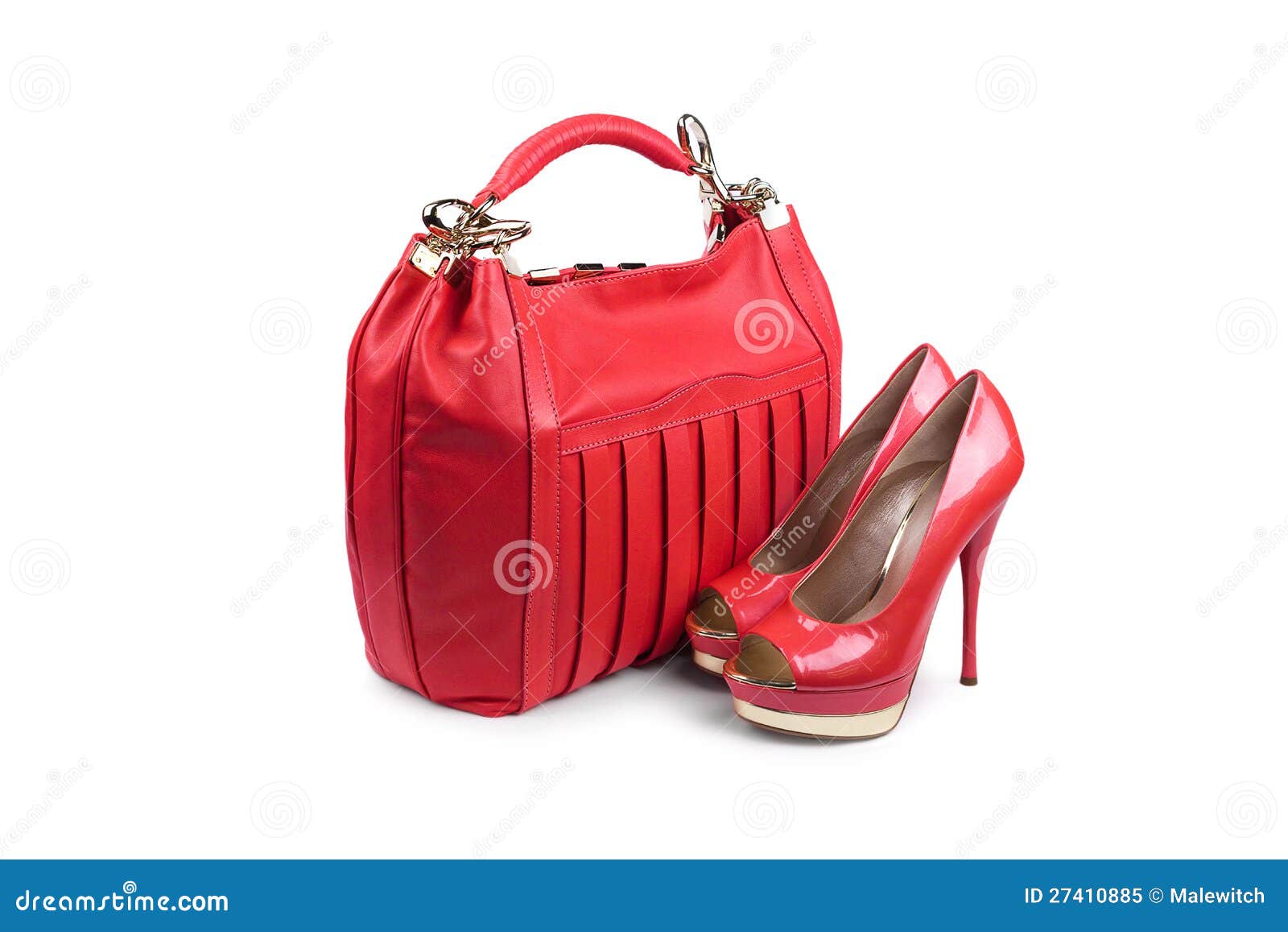 Red female bag&shoes1 stock image. Image of footwear 27410885