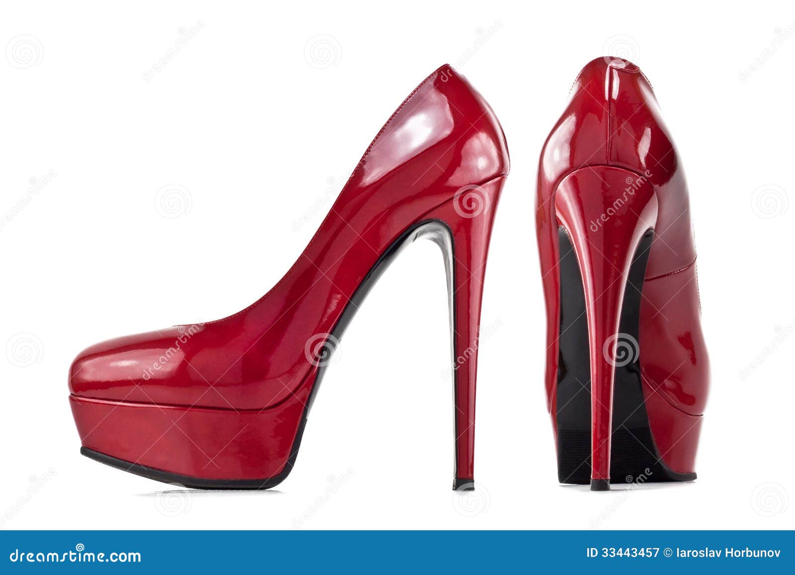red female shoes with high heels