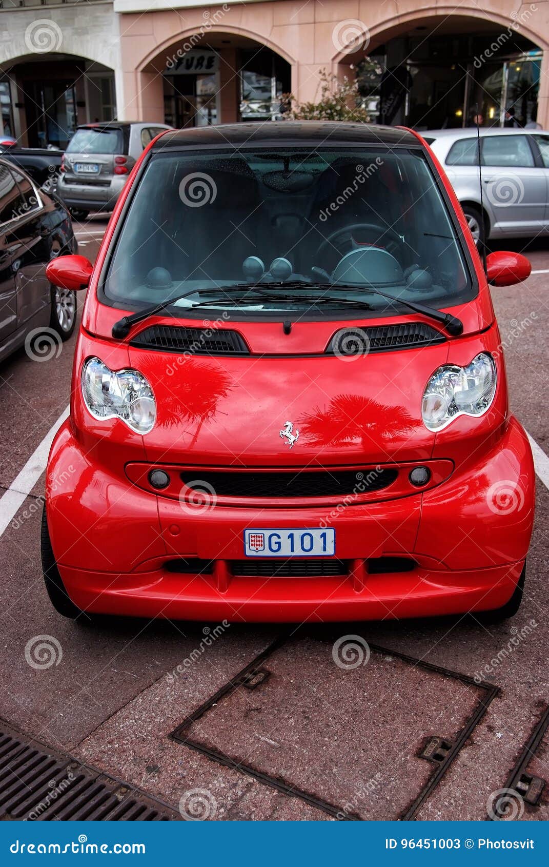 Red ferrari smart car editorial stock photo. Image of easy 96451003
