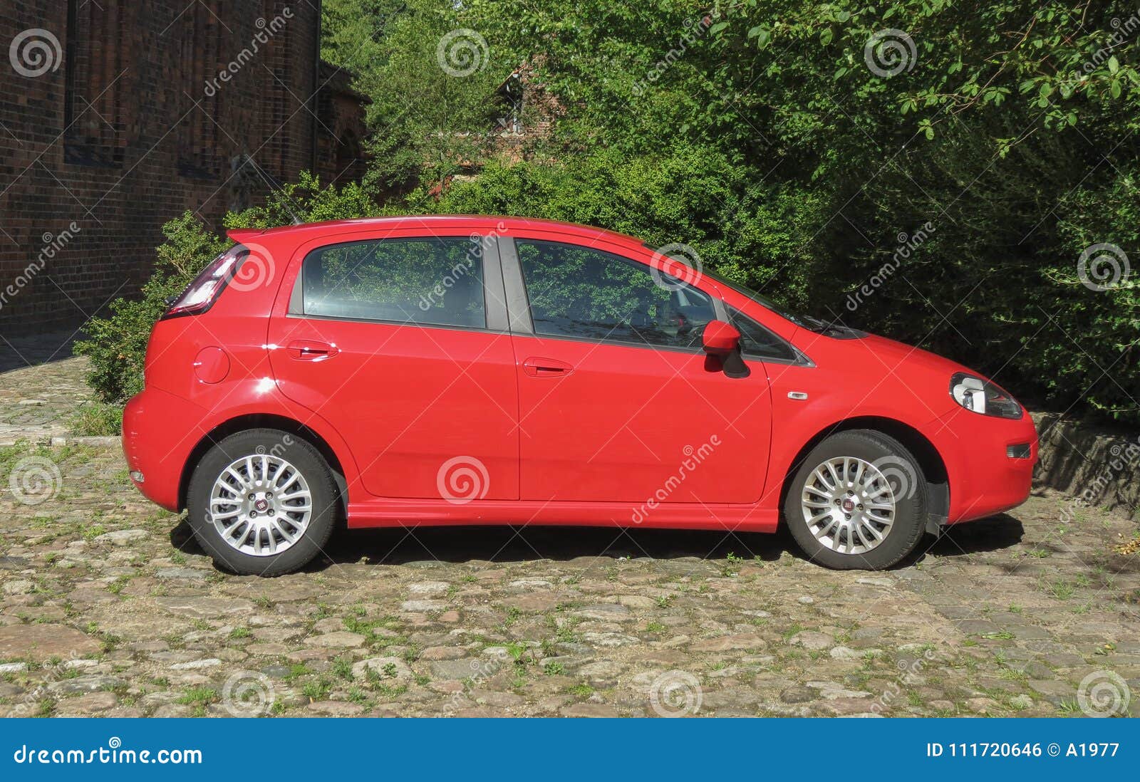 Old Red Fiat Punto Fourdoors Parked Editorial Stock Image - Image