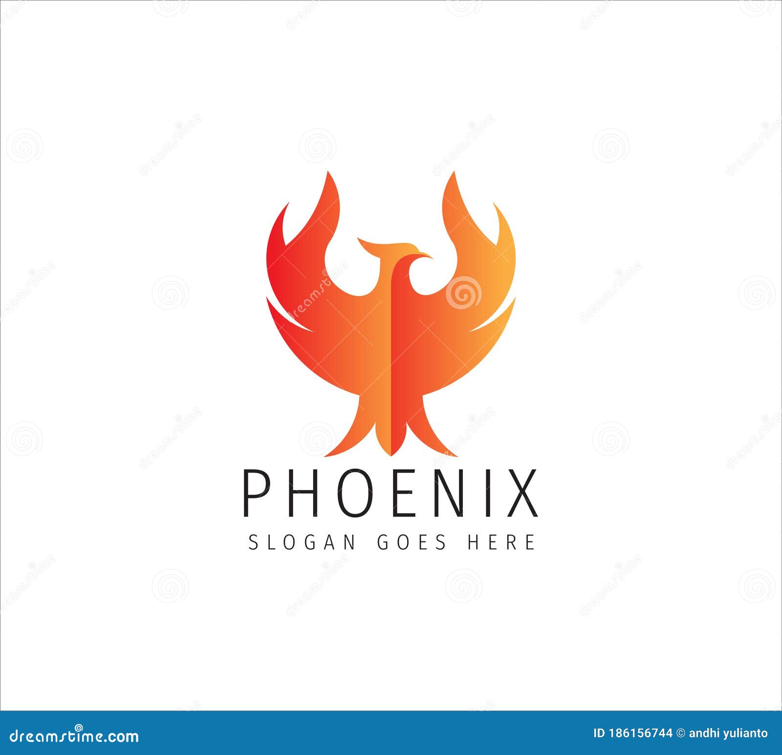 Red Fiery Flame Open Wing Phoenix Vector Icon Logo Design Stock Vector ...