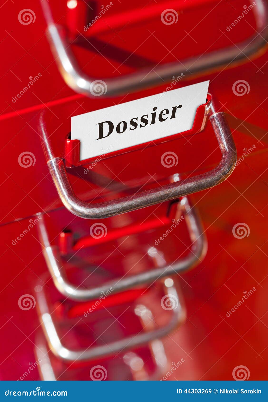 Red File Cabinet With Card Dossier Stock Image Image Of Folder