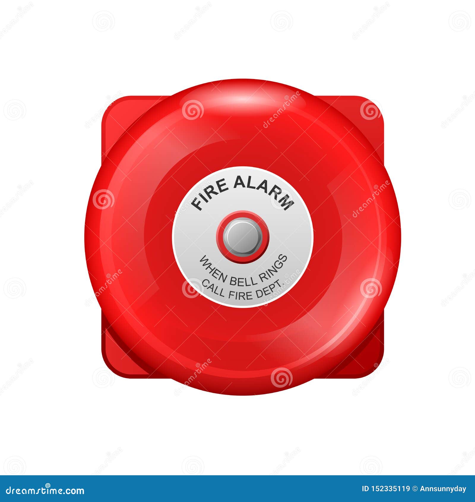 Red Fire Alarm Bell Wall Siren, School Alarm Stock Vector
