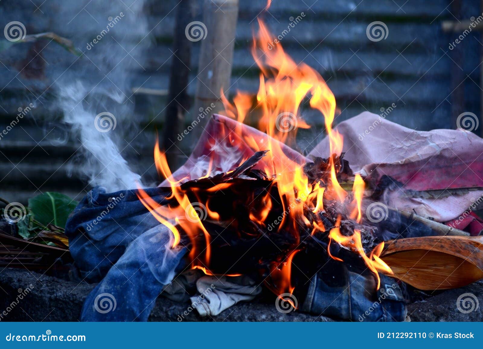Red Fire Burn Rubbish House and Smoky Stock Photo Image of fuel, burn