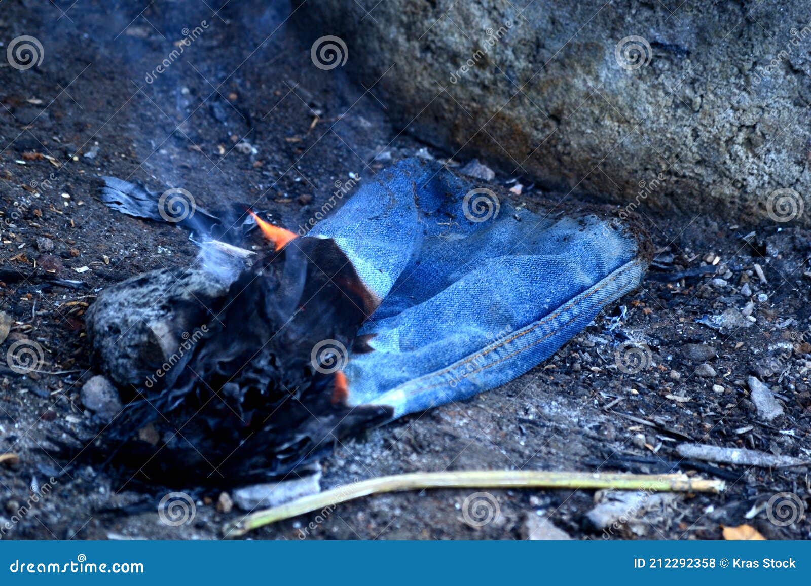 Red Fire Burn Rubbish House and Smoky Stock Photo Image of firewood