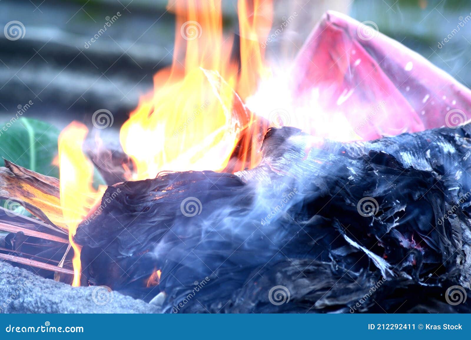 Red Fire Burn Rubbish House and Smoky Stock Image Image of danger