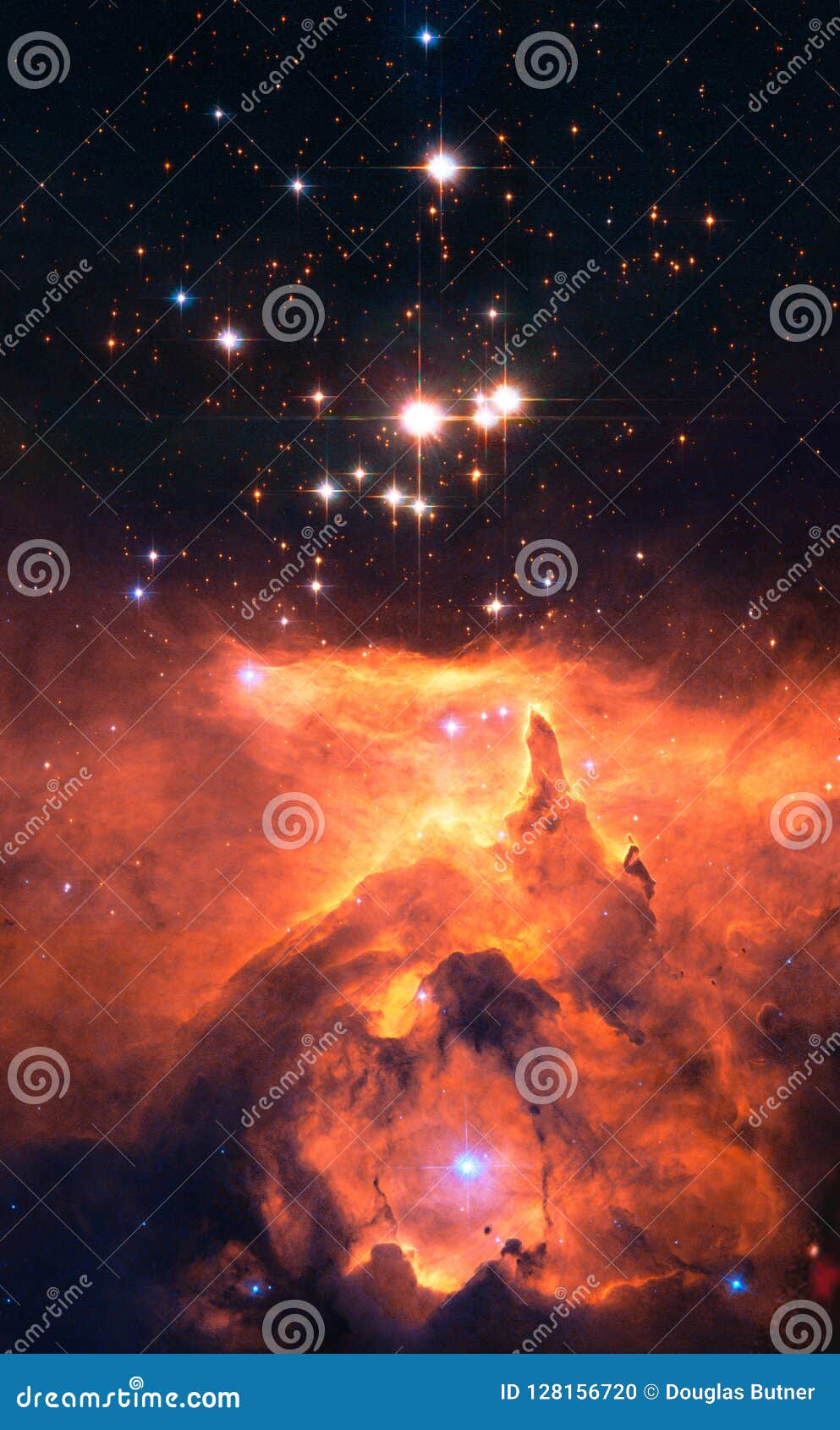 Red Fire Emission Nebula Enhanced Universe Image Elements From