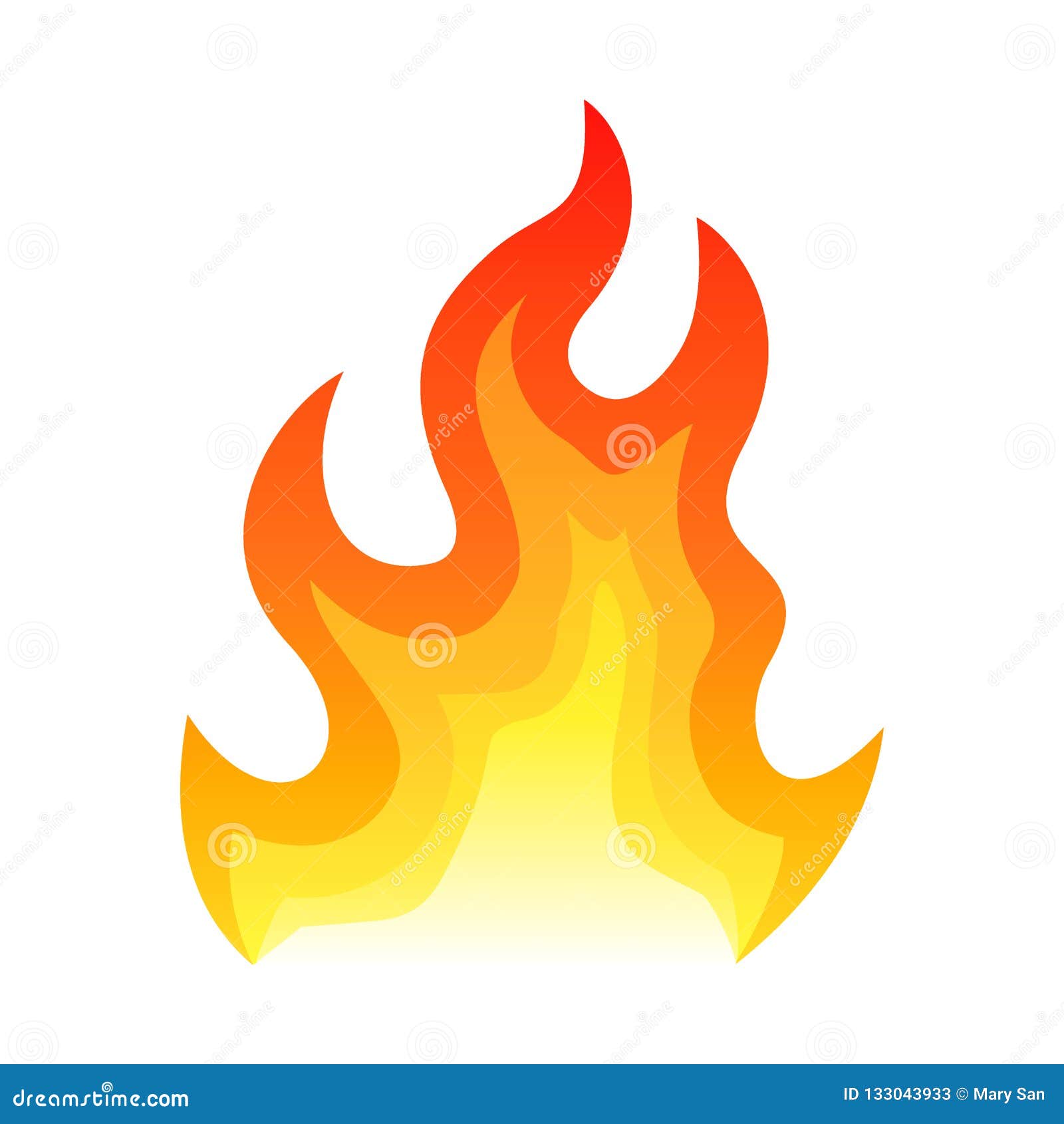 Red Fire Flat Icon Isolated on White Background for Danger Concept or