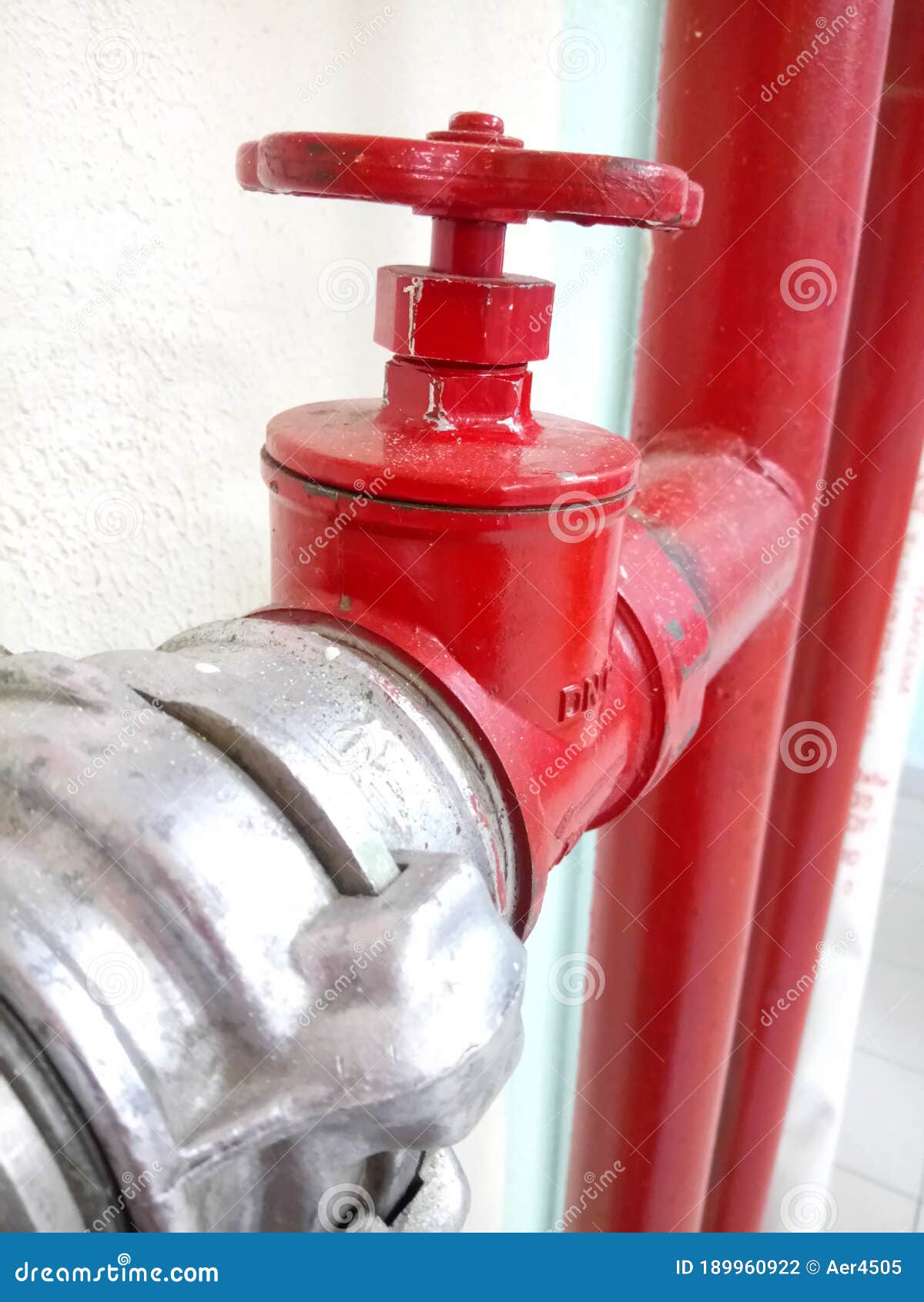 Red fire pipe with tap stock photo. Image of flame, hydrant 189960922