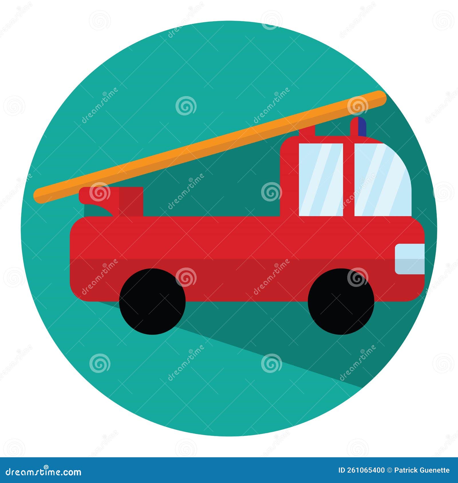 Red fire truck, icon stock vector. Illustration of equipment 261065400