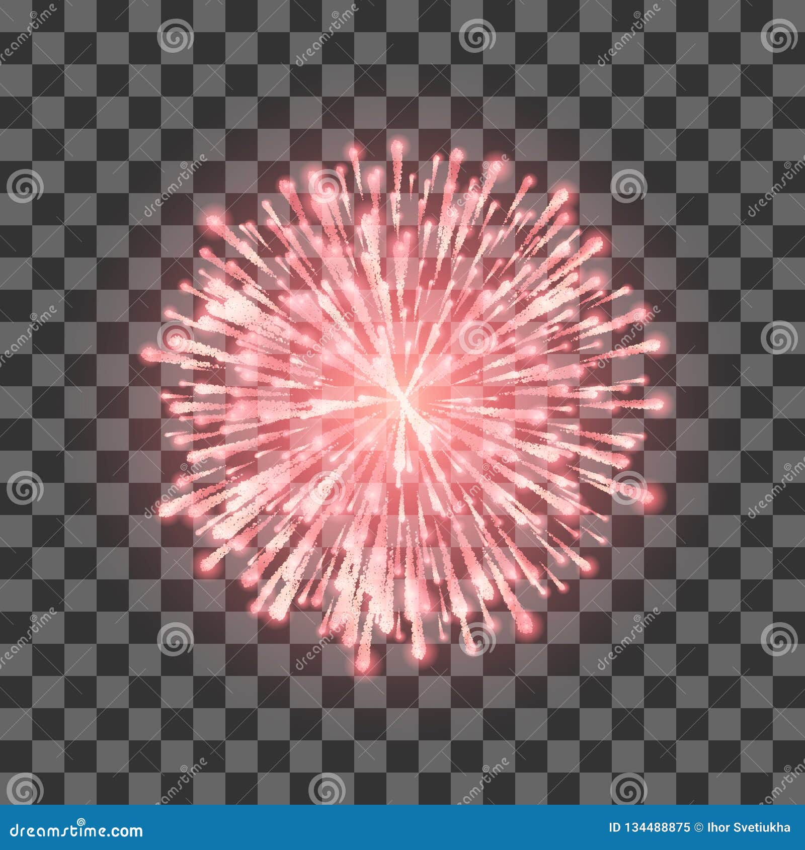 red fireworks. festival beautiful firework.  llustration on transparent background