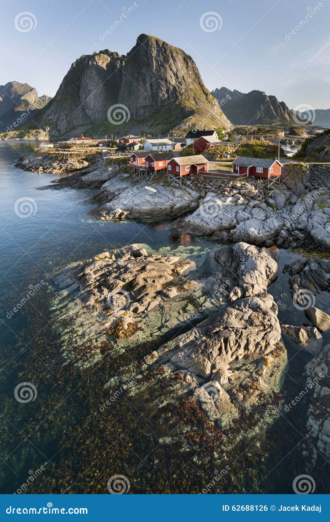 red fishing hut (rorbu) on the hamnoy island, norway