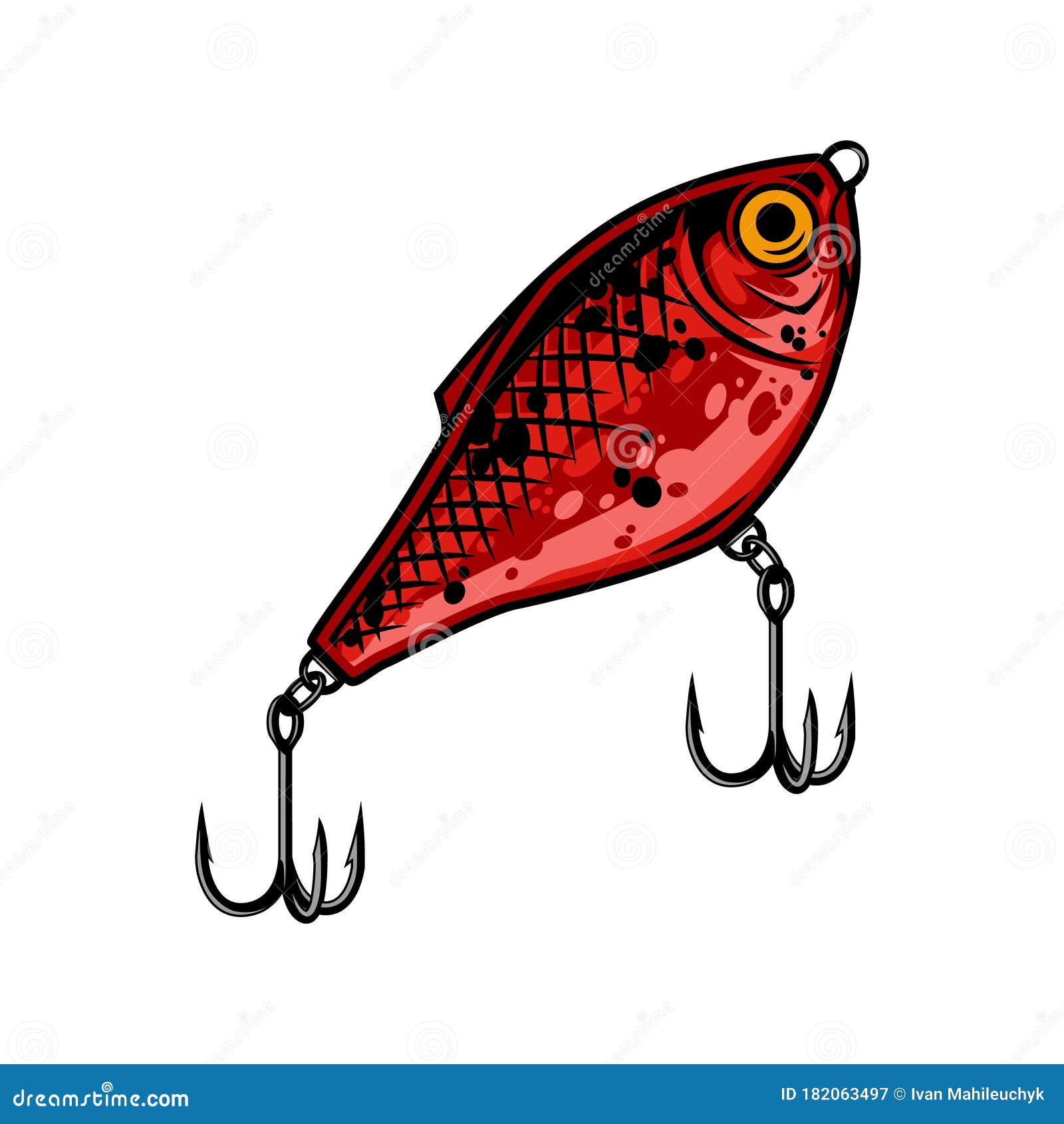 Red Fishing Lure Vintage Template Stock Vector - Illustration of