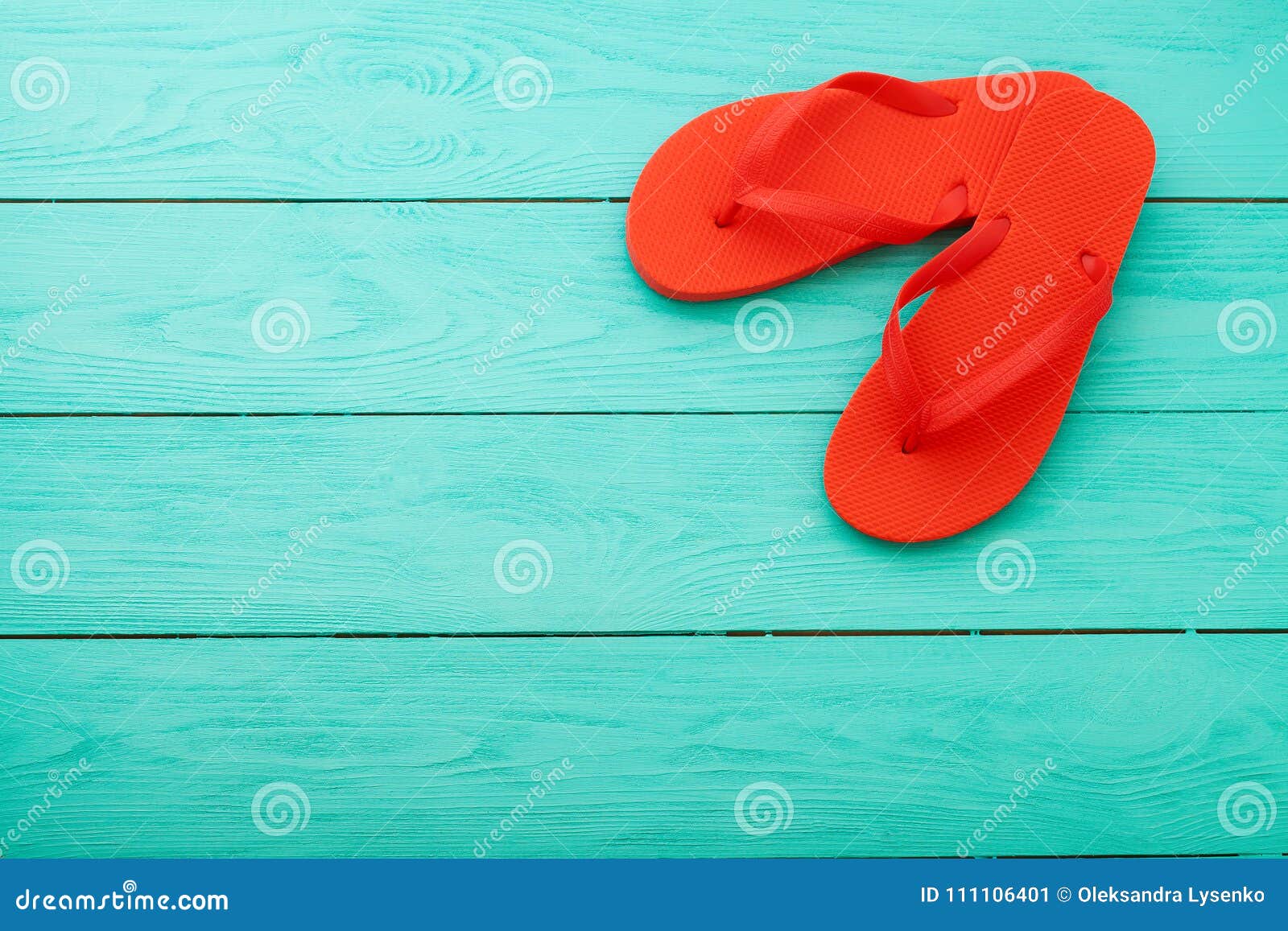 Download Red Flip Flops On Blue Wooden Background. Summer Holiday ...