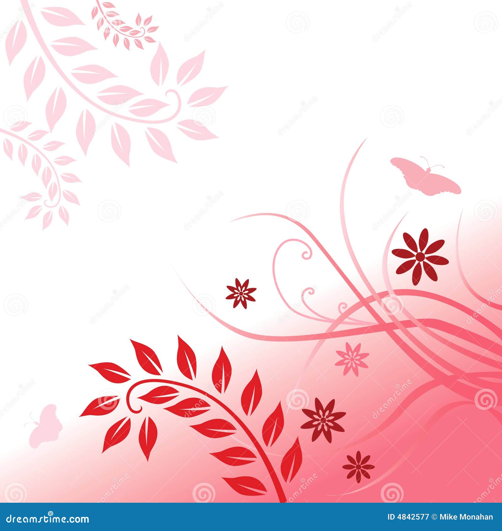 Red floral background stock vector. Illustration of wavy 4842577