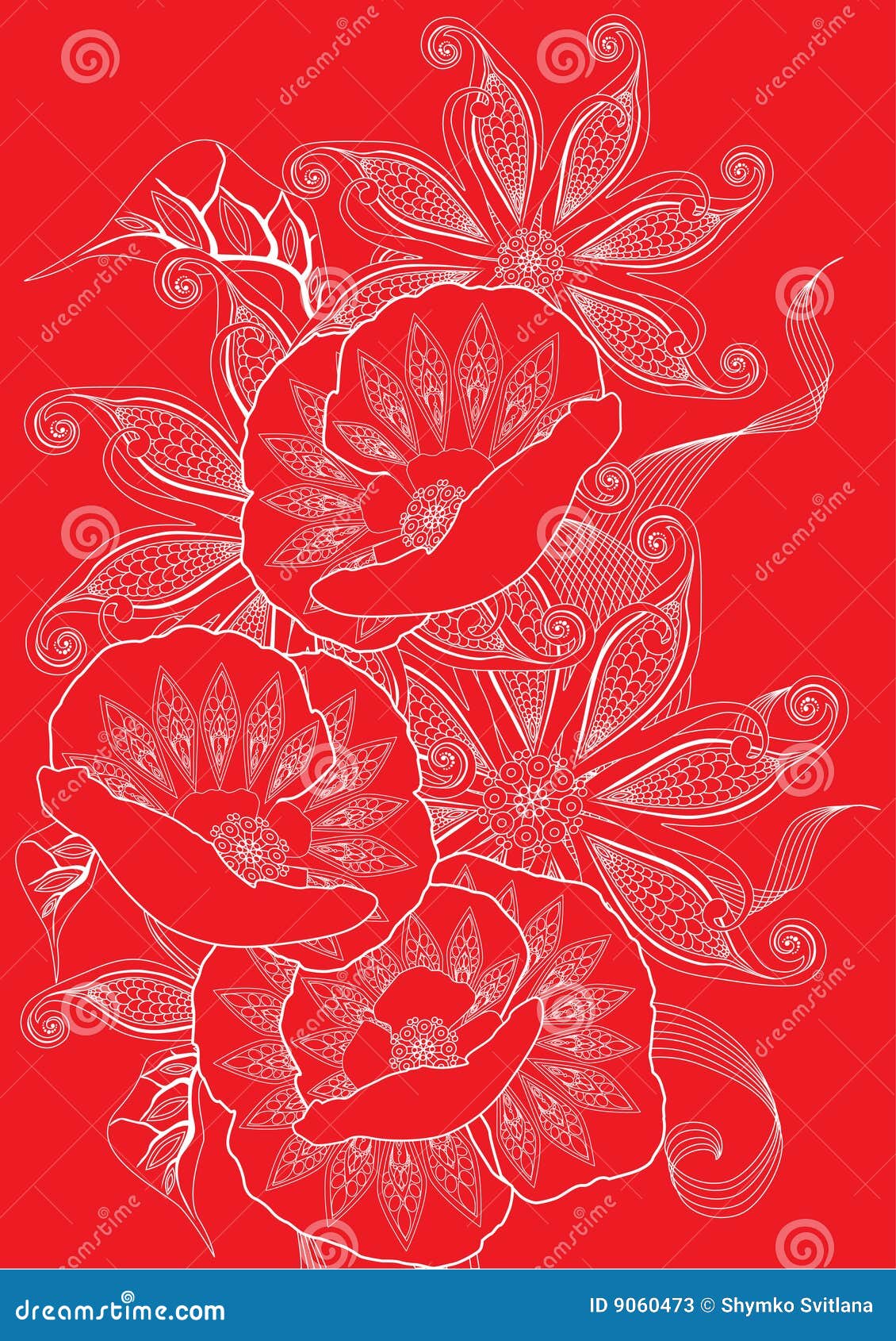 Red floral background stock illustration. Illustration of fantasy - 9060473