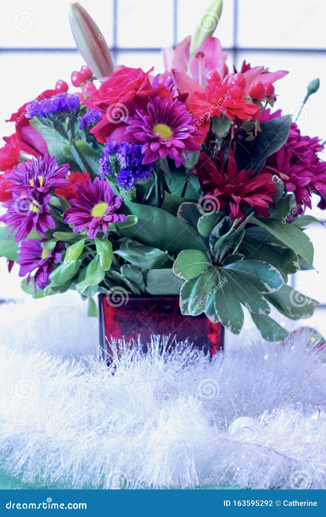 Red Floral Holidaythemed Bouquet Stock Photo Image of themed, floral