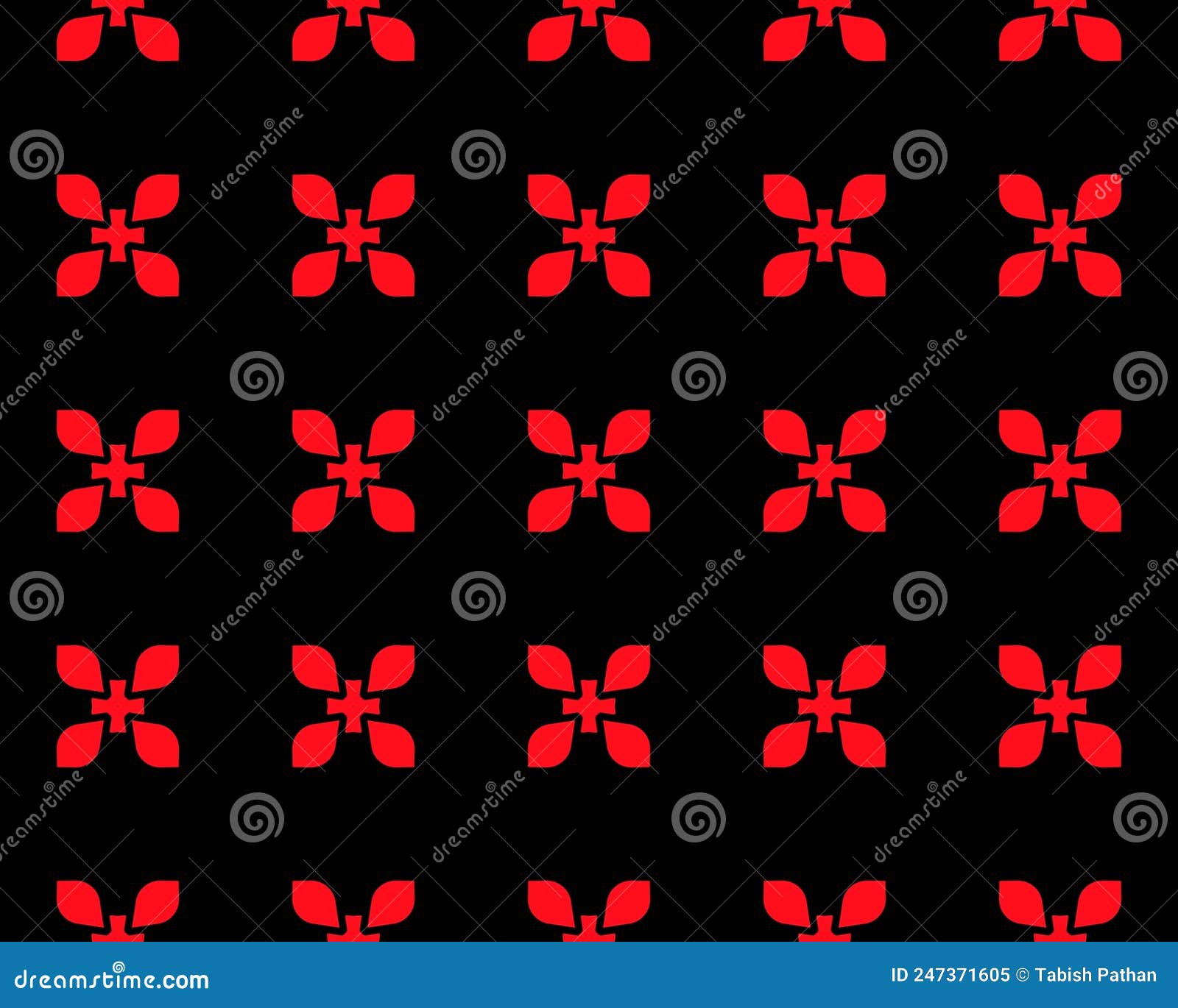 Red Floral Seamless Pattern on a Black Background Stock Illustration