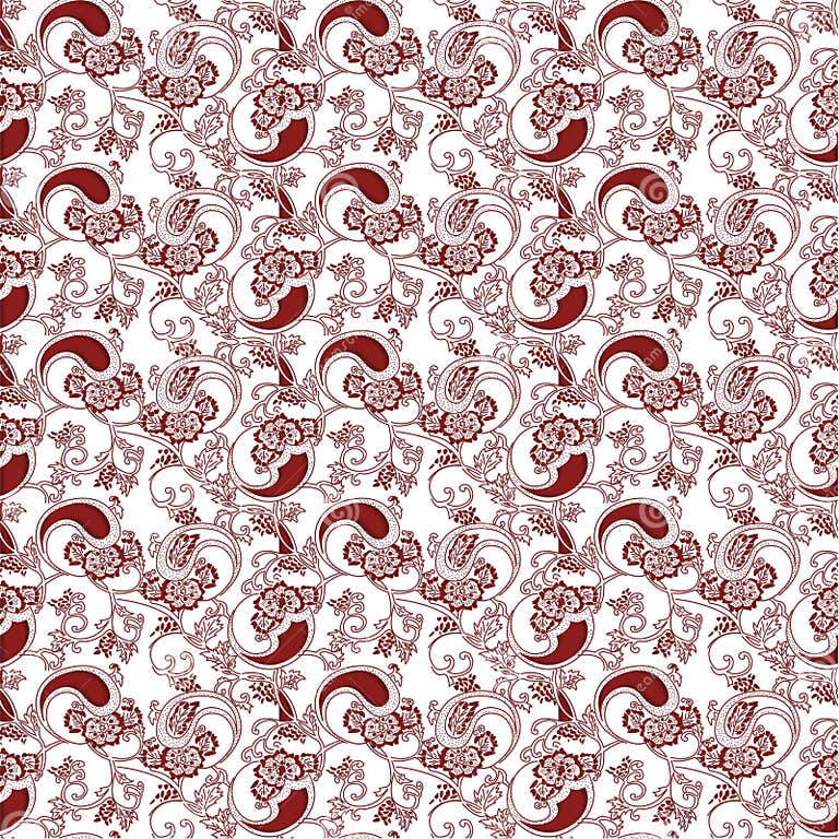 Red Floral on White Background Stock Illustration Illustration of