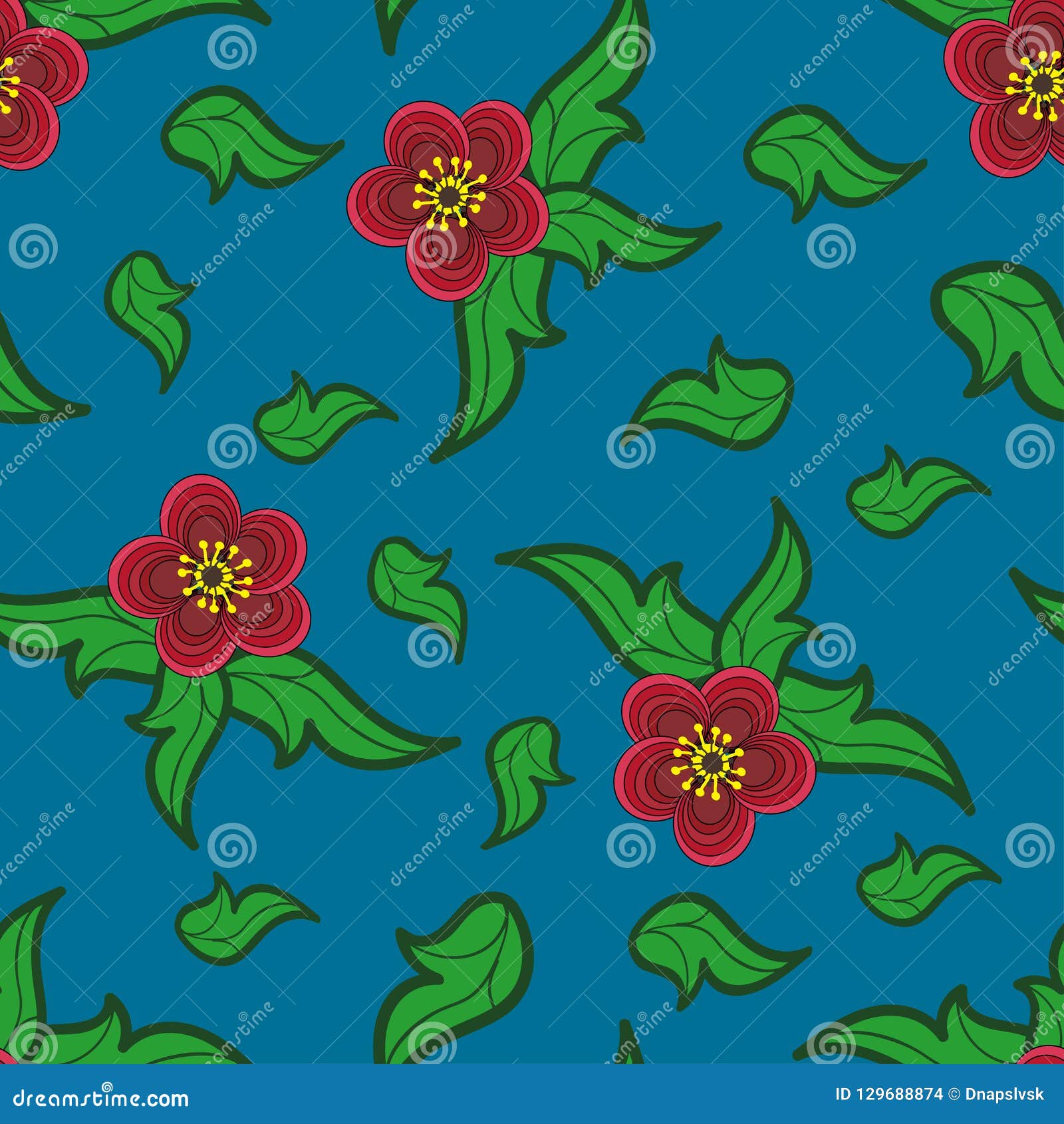 Red Flower on a Dark Blue Background Stock Vector Illustration of