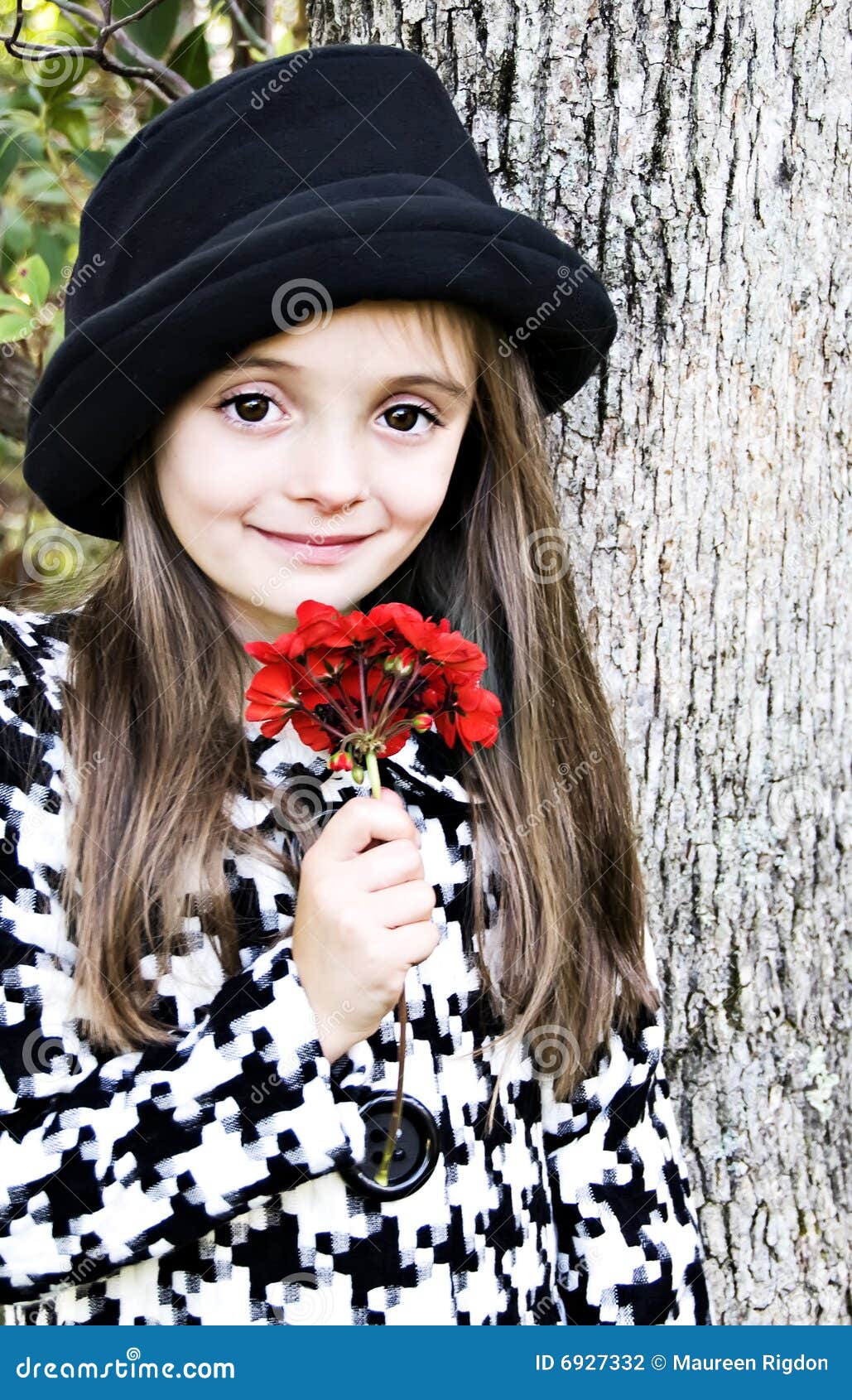 Red Flower Girl stock photo. Image of lifestyle, natural 6927332