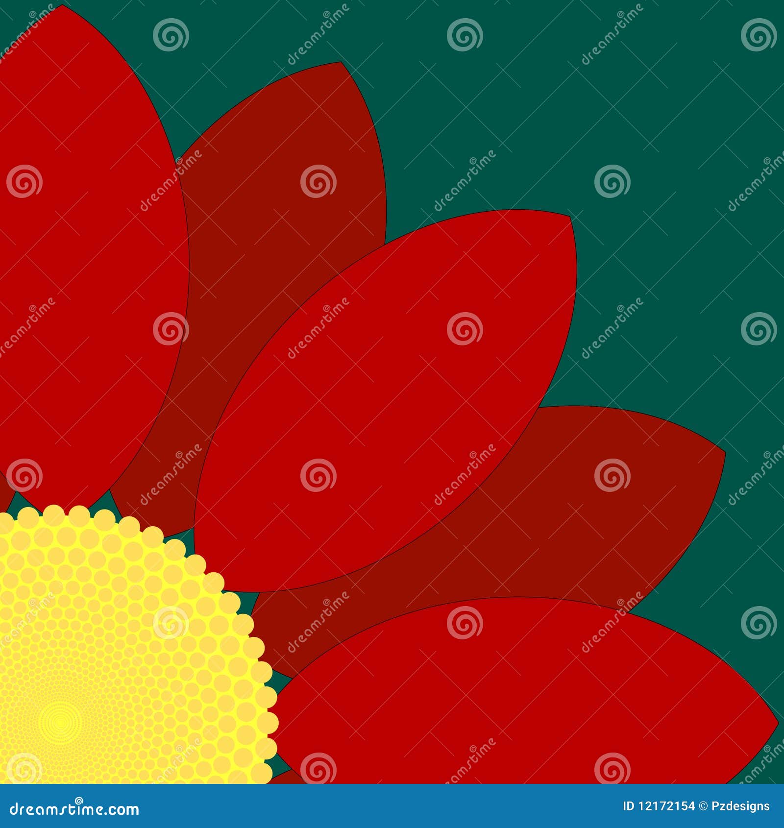 Red Flower Quarter stock vector. Illustration of retro 12172154