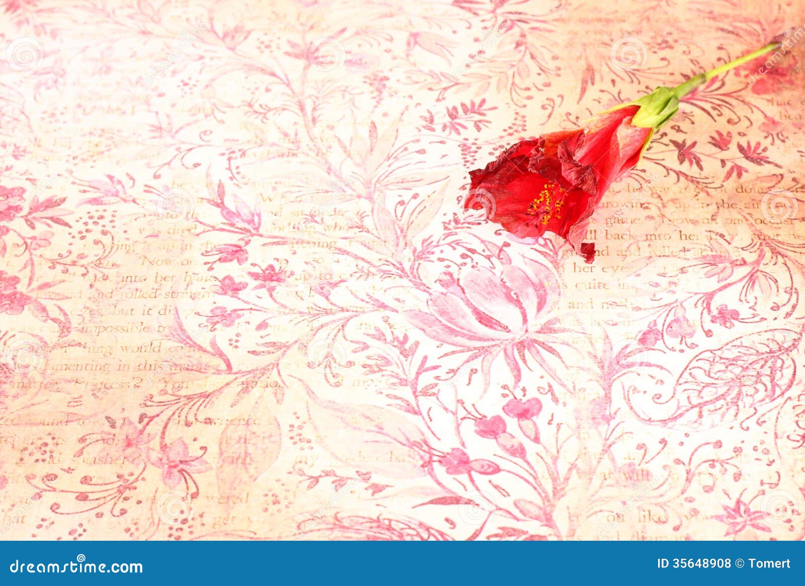 Red Flower on Vintage Colorful Background Stock Illustration