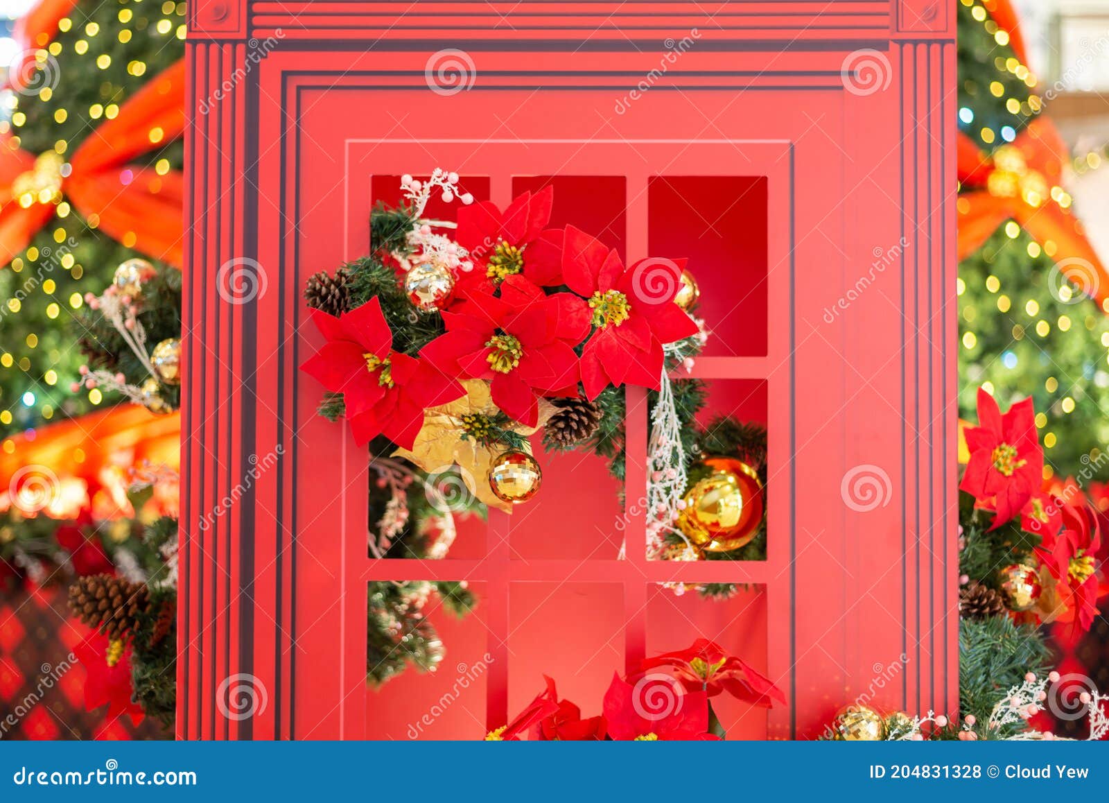 Red Flower Wreath Christmas Decoration Stock Photo Image of winter
