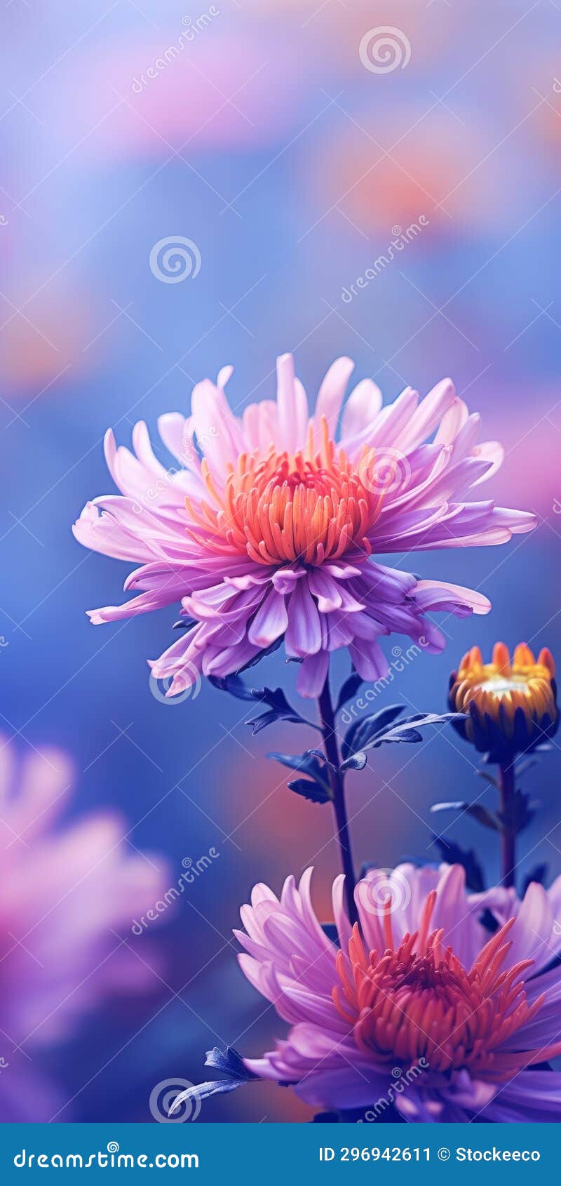 minimalist mobile wallpaper: elegant aster in sharp focus