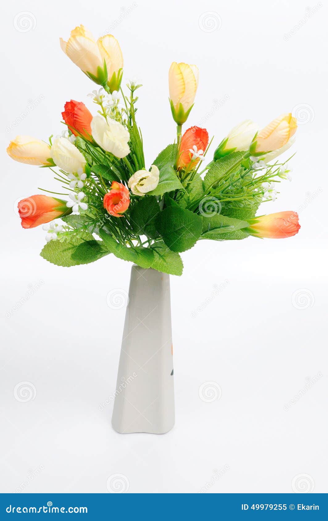 Red Flowers in White Flower Pot, Artificially Stock Image Image of spring, beautiful 49979255