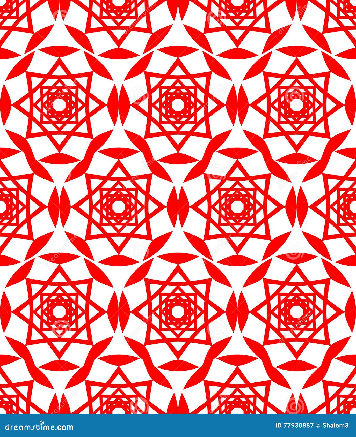 Red Folklore Patterns. Classical Seamless Textile Patterns On White