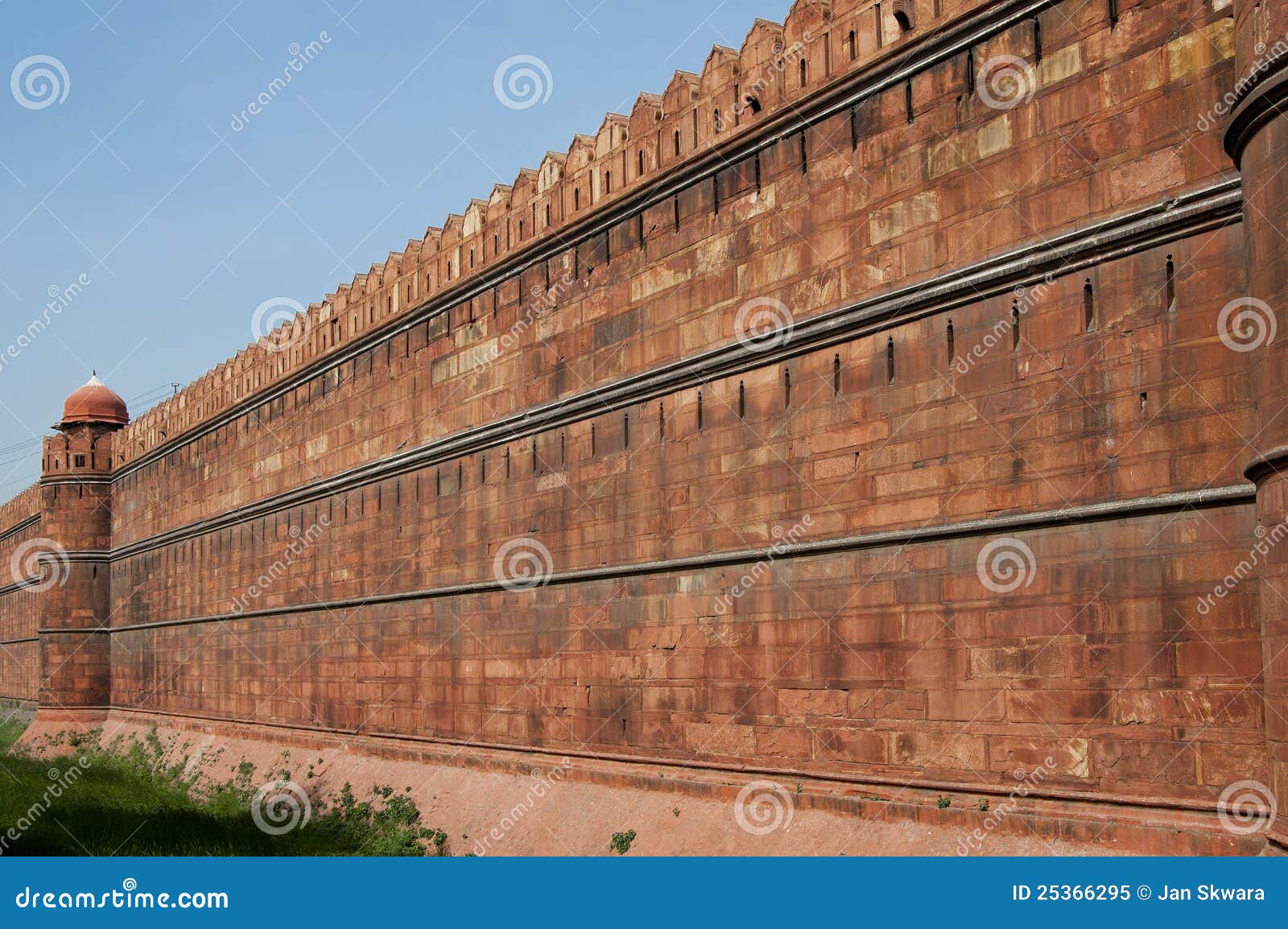 Red Fort in Old Delhi, India. Famous Red Fort - Lal Qil ah, UNESCO World Heritage Site in Delhi, India