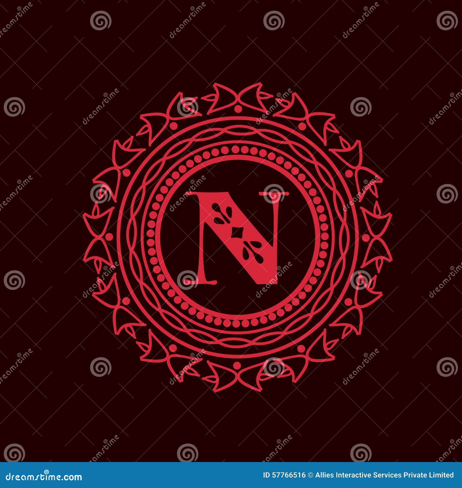 Red Frame with Letter N for Monogram. Stock Illustration ...