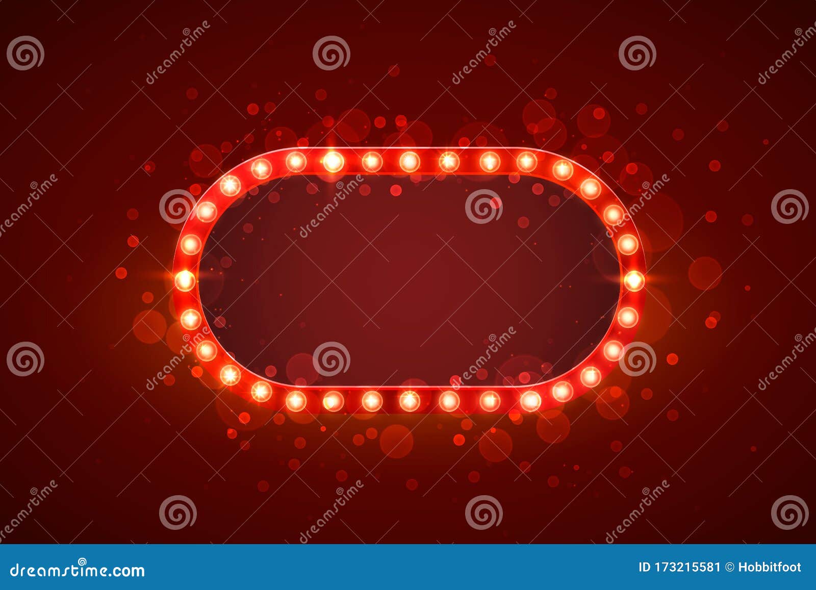 red frame retro billboard, blank showtime text.