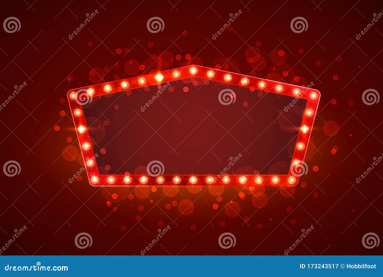 red frame retro billboard, blank showtime text.